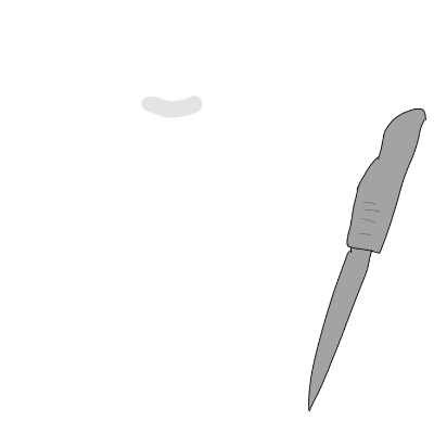 a tooth next to a scapel.